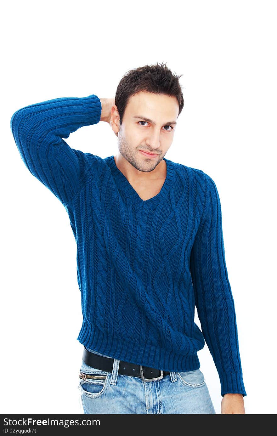 Bearded young man posing on white background. Bearded young man posing on white background