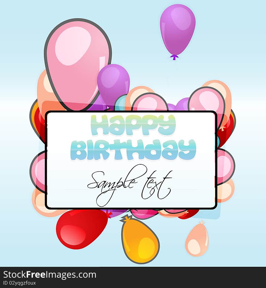 Illustration of birthday card with balloons