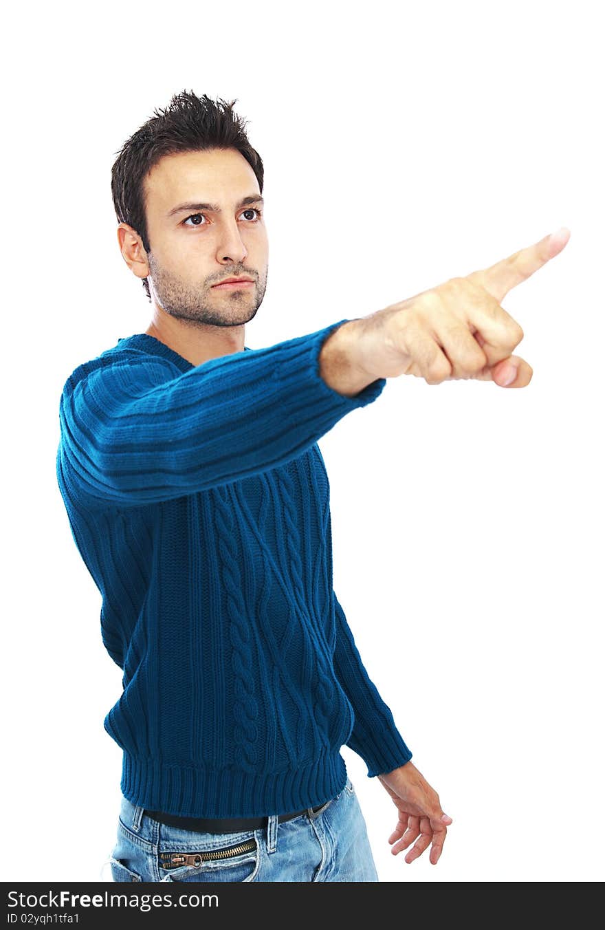 Bearded young man posing on white background. Bearded young man posing on white background