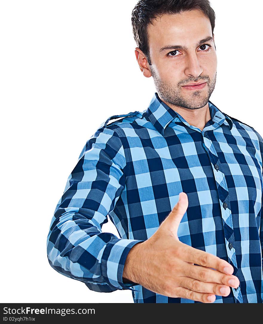 Bearded young man posing on white background. Bearded young man posing on white background