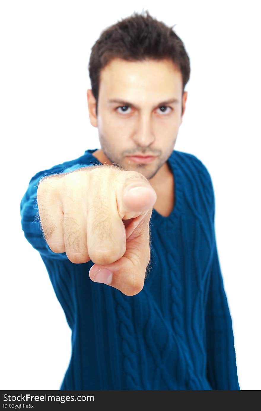 Attractive man on white background