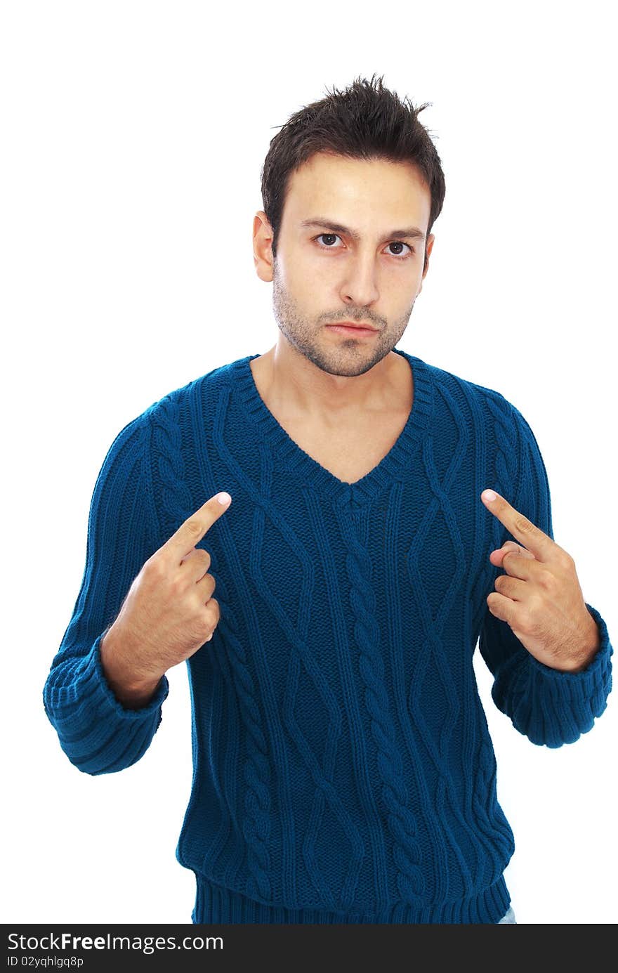 Attractive Man Posing On White Background