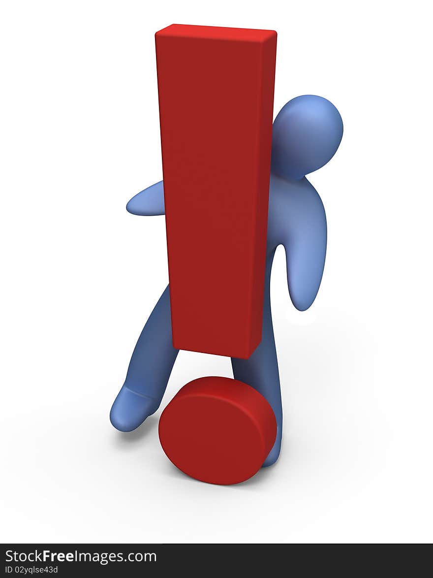 3d human with a red exclamation mark