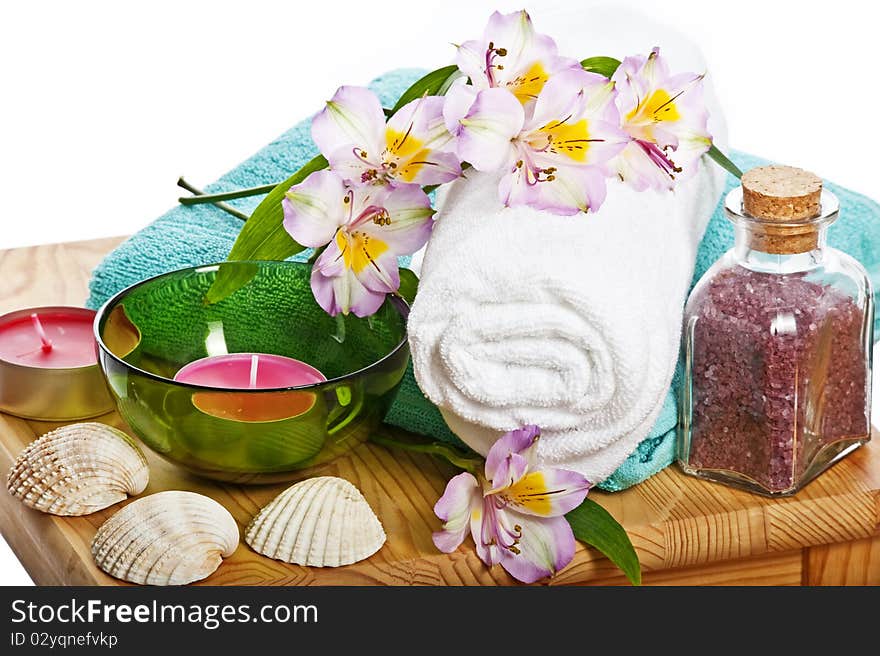 Spa still life on white background