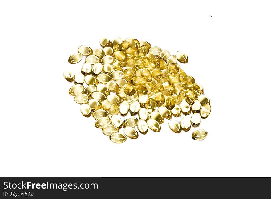 Shining, yellow medicine pills isolated