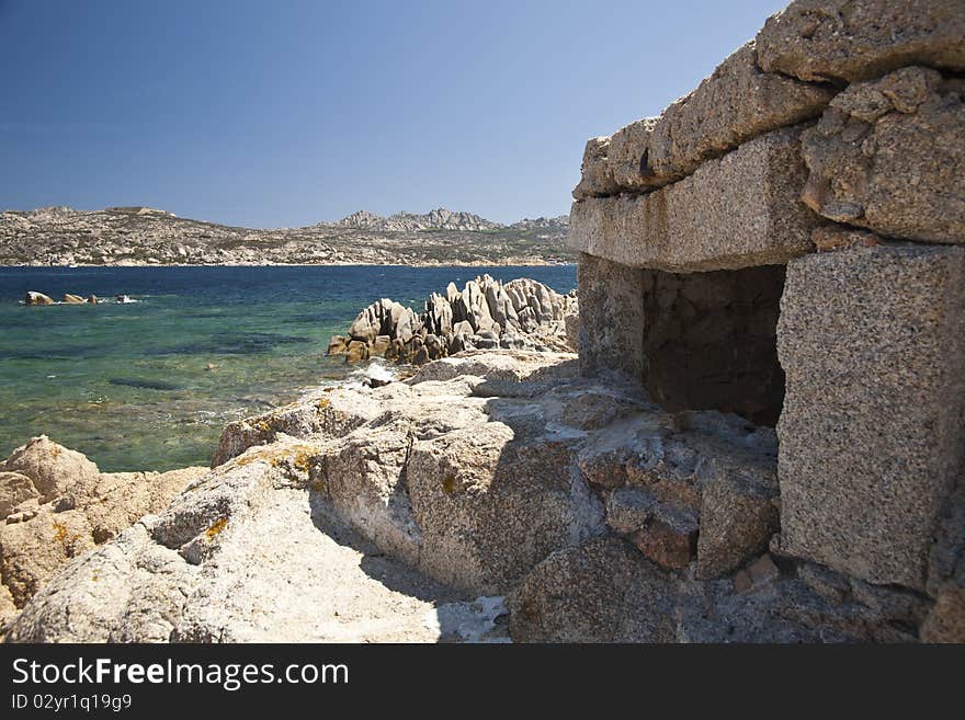 Military bunker on the coast of Sardinia to spot ships