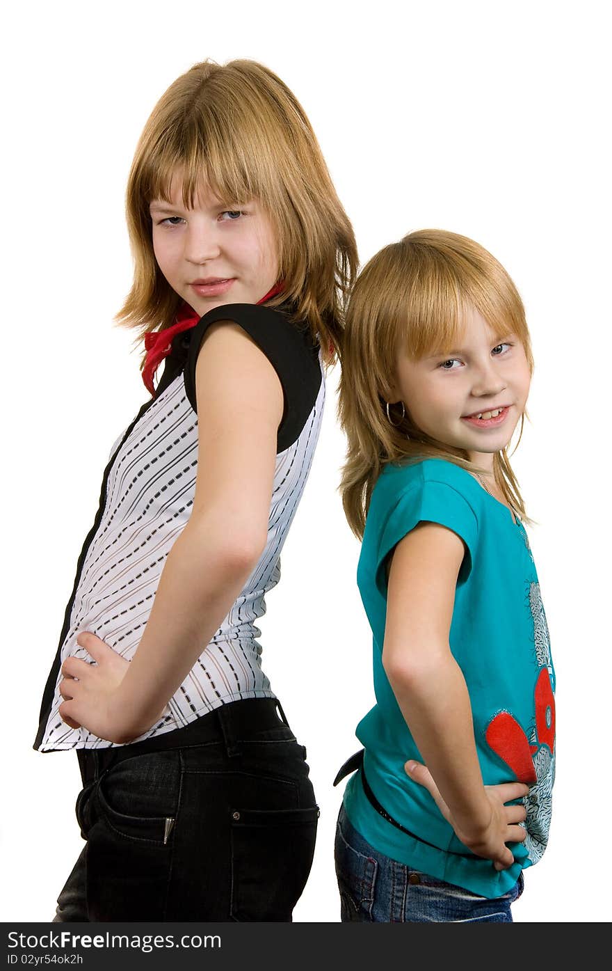 Girl on a white background, holding a camera in his hands. Girl on a white background, holding a camera in his hands