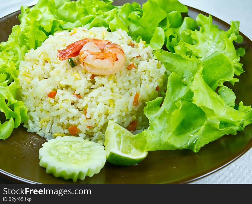 The fried rice and shrimp