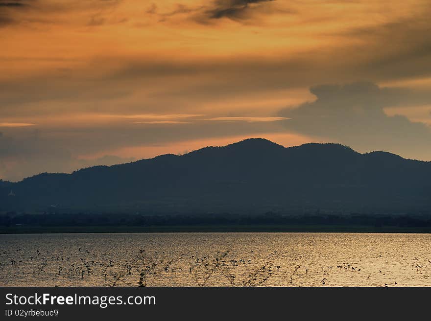 Beautiful sunset over a mountain. Beautiful sunset over a mountain