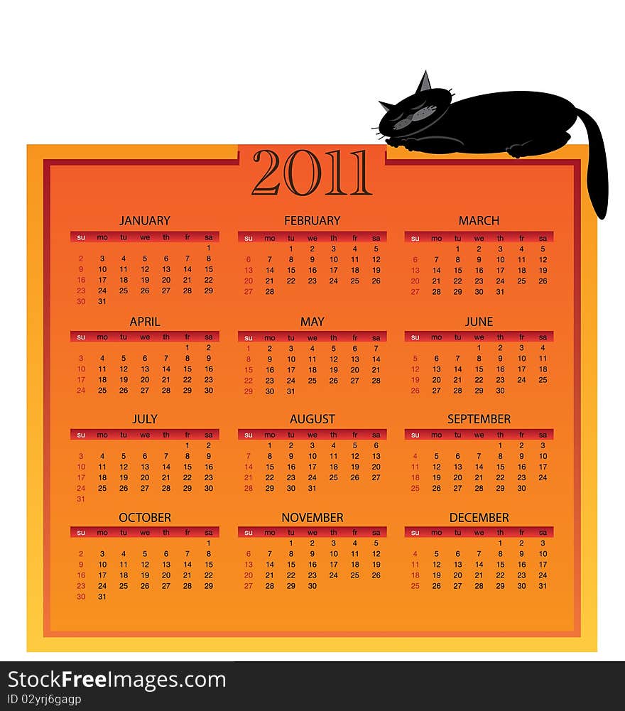 2011 Calendar With Cat 01