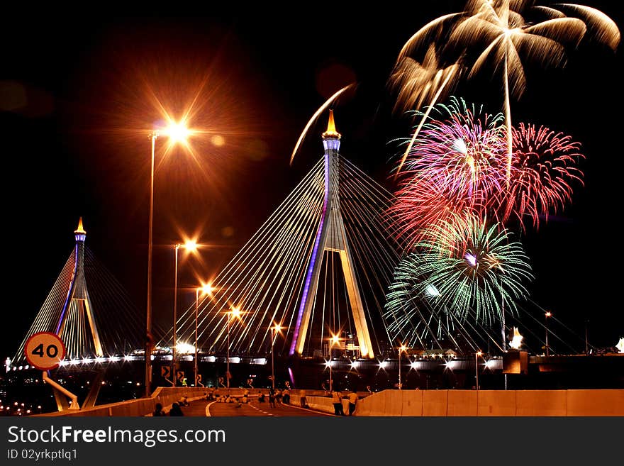 Fireworks Bridge Opening the bridge.