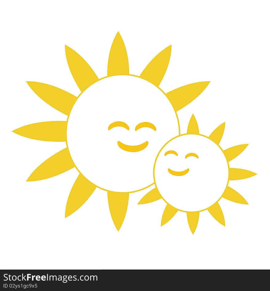 Two happy smiling suns snuggling