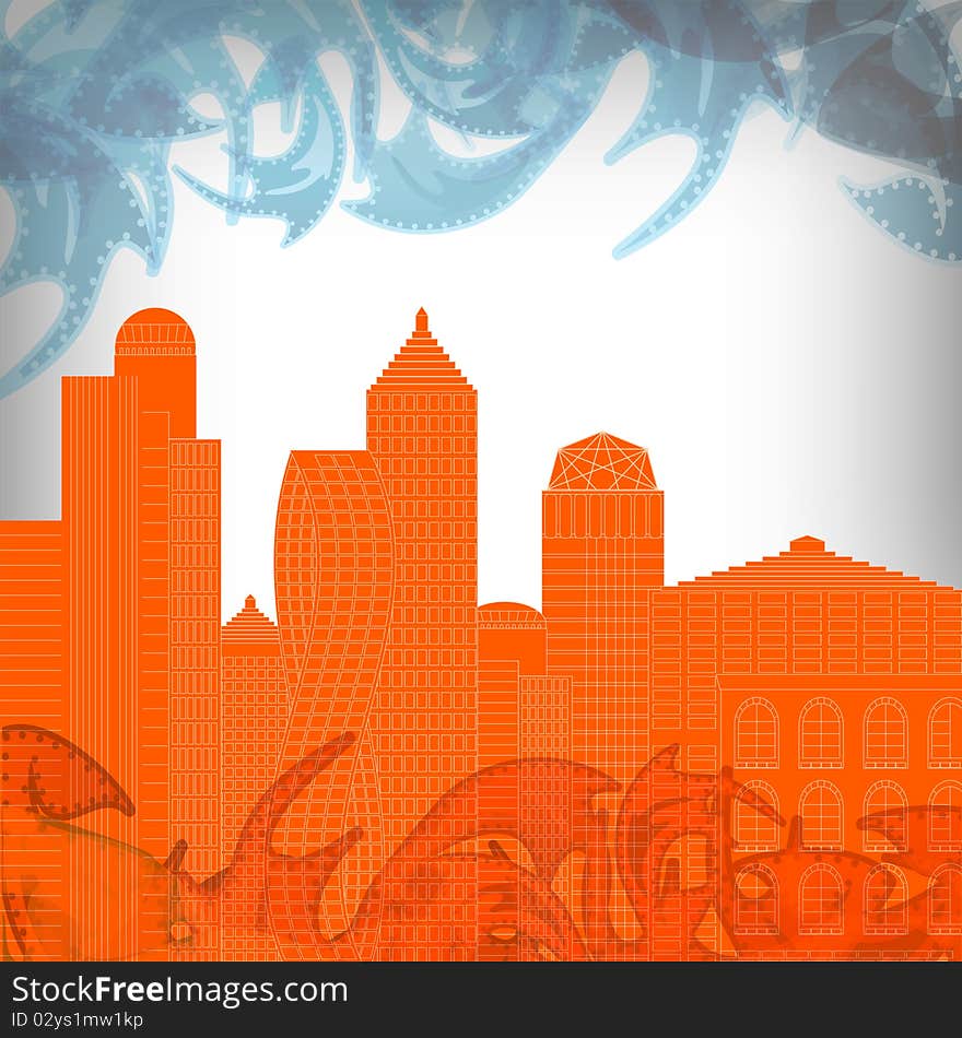 Modern city, bright abstract background. Modern city, bright abstract background