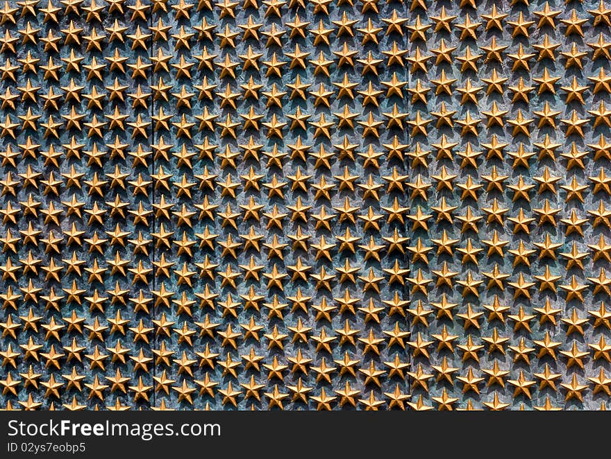 A field of gold stars on the WWII memorial, Washington DC