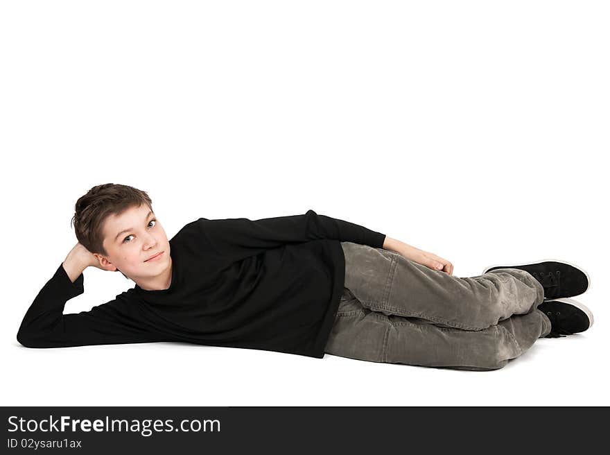 Portrait of a smiling boy isolated on white background