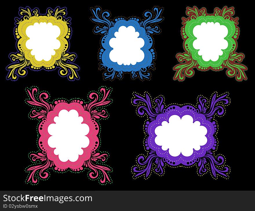 Color frames on black background