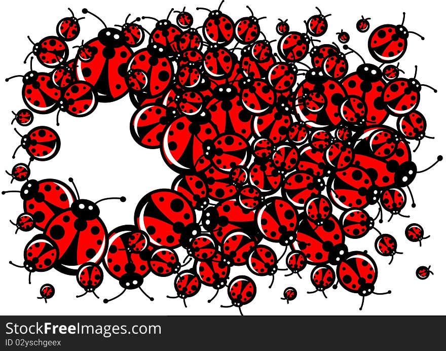 Frame made from small ladybugs. Frame made from small ladybugs