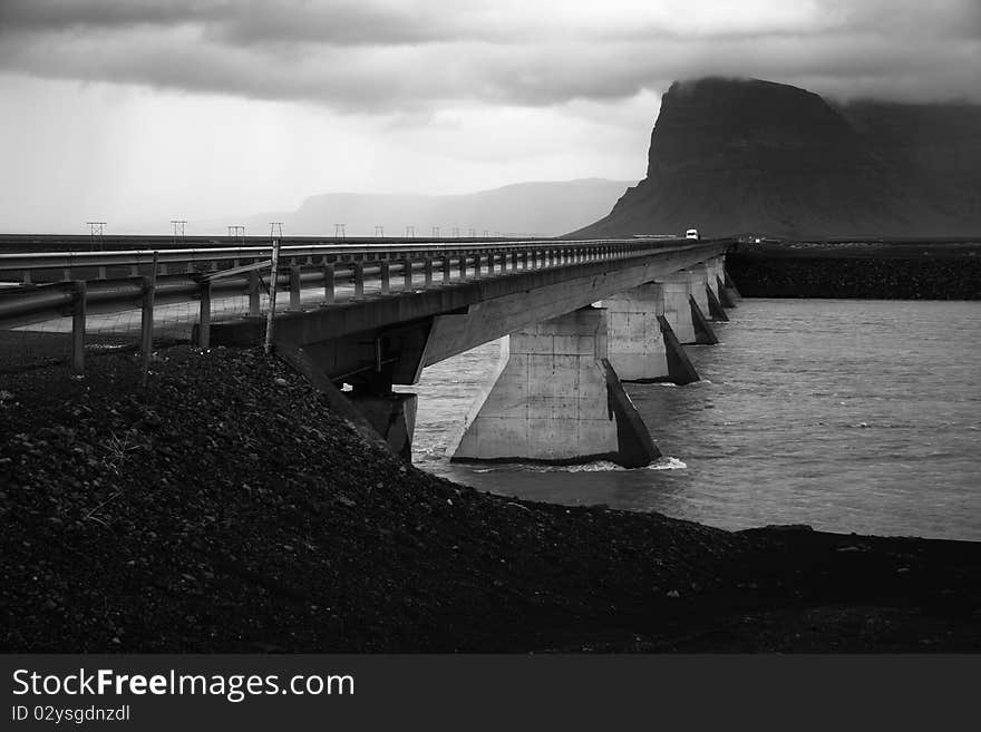 Bridge over glacier river