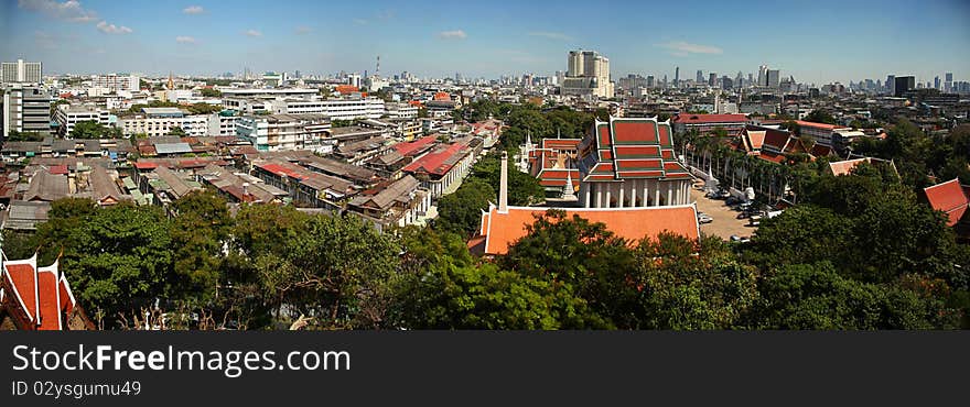 Panoramic view from Golden Mountain Temple. Thailand. Panoramic view from Golden Mountain Temple. Thailand