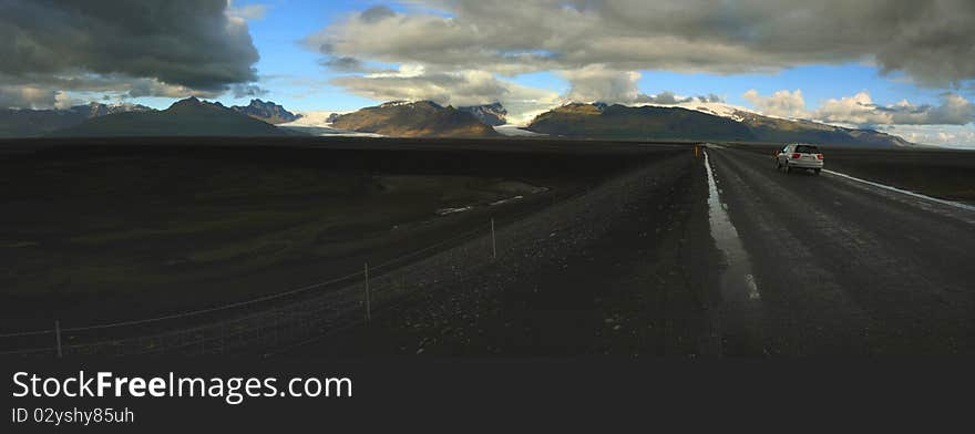 Volcanic Land Under Glaciers