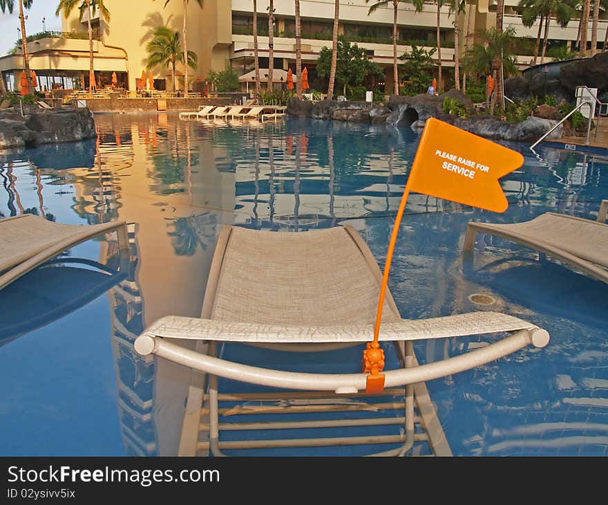 Relaxing Lounge Chair in Pool in Hawaii