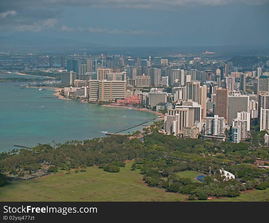 Top of Diamond head Volcano in Hawaii