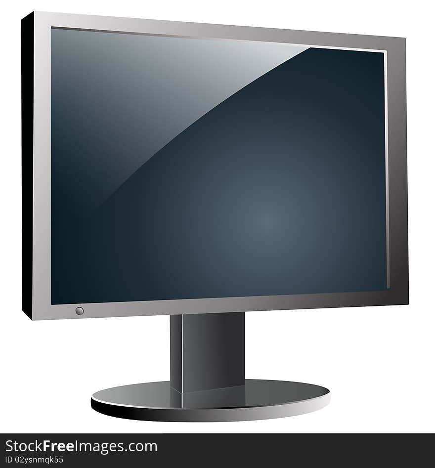 Illustration of realistic LCD monitor. Illustration of realistic LCD monitor