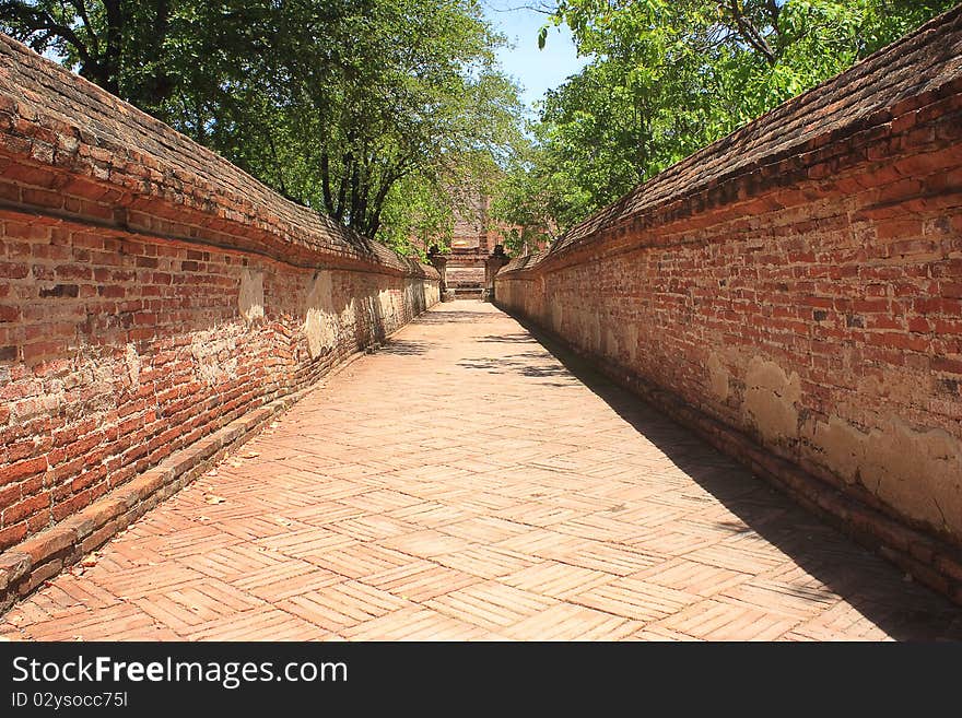 Brickwall in temple