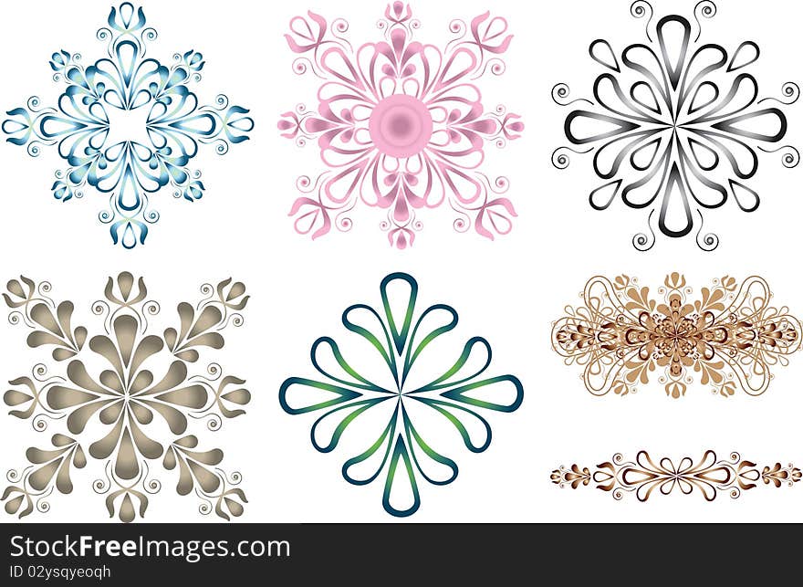 Seven decorative ornaments for print or web. Seven decorative ornaments for print or web