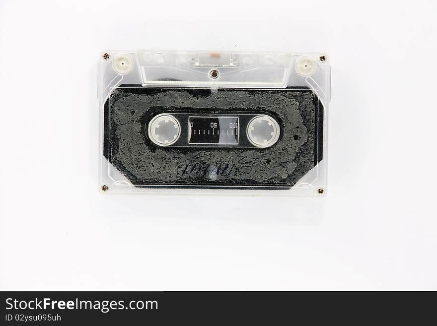 Tape cassette with a white  background