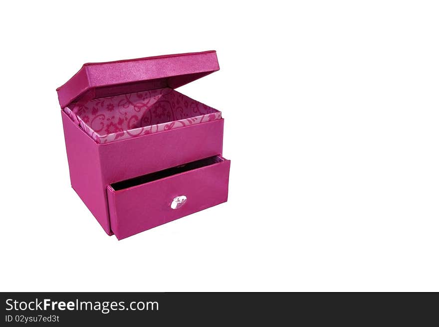 Pink gift box as white background