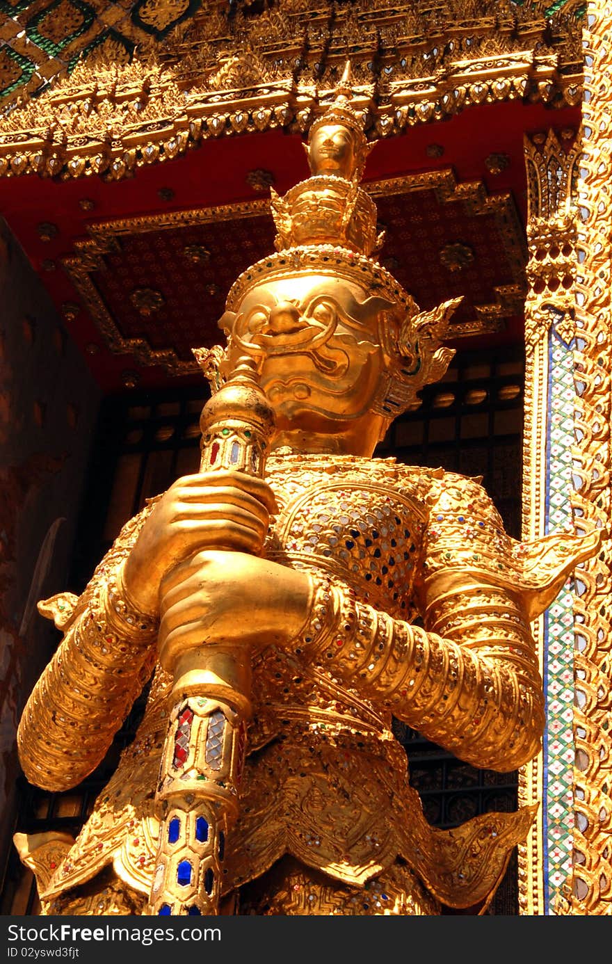 Golden Guardian at Wat Pra Kaew