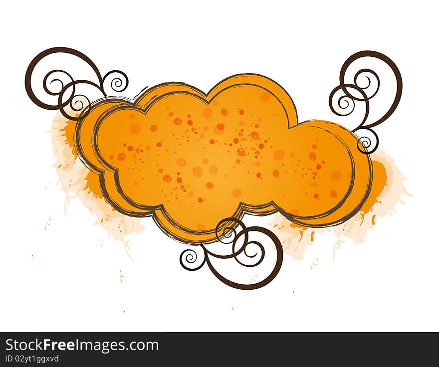 Orange cloud frame with floral elements. Fully . Enjoy!