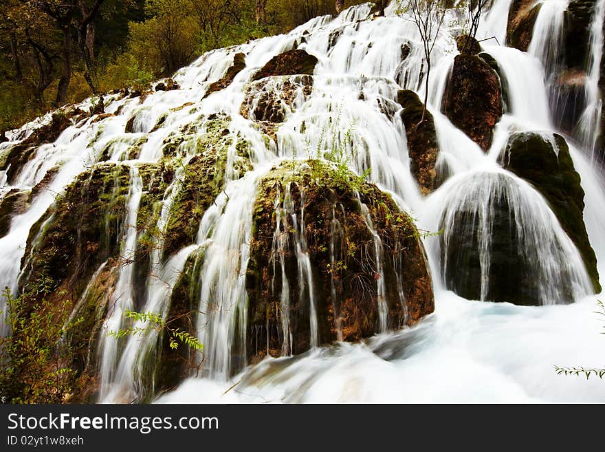 Waterfall in jiuzhaigou scenic area