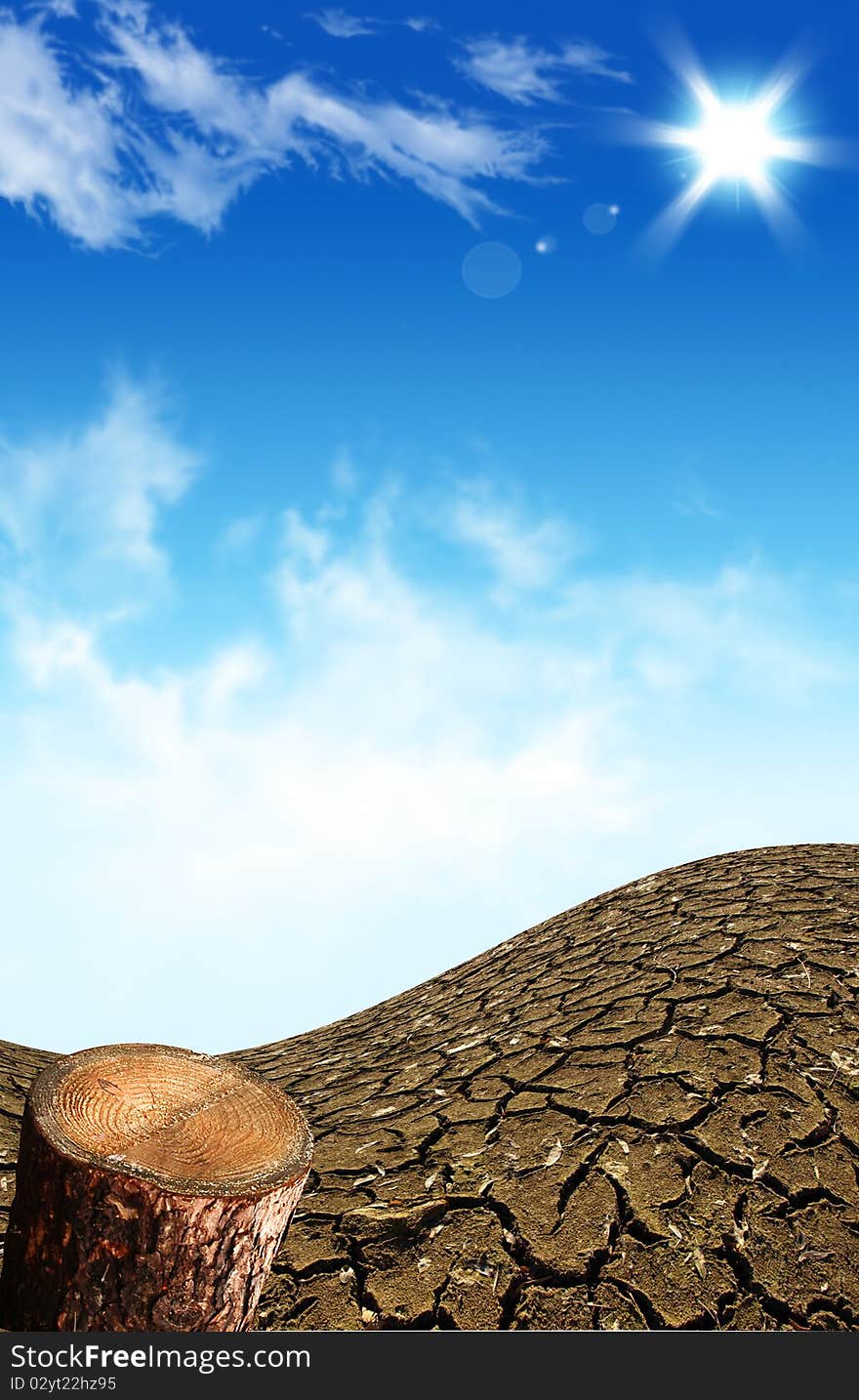 Large field of baked earth after a long drought