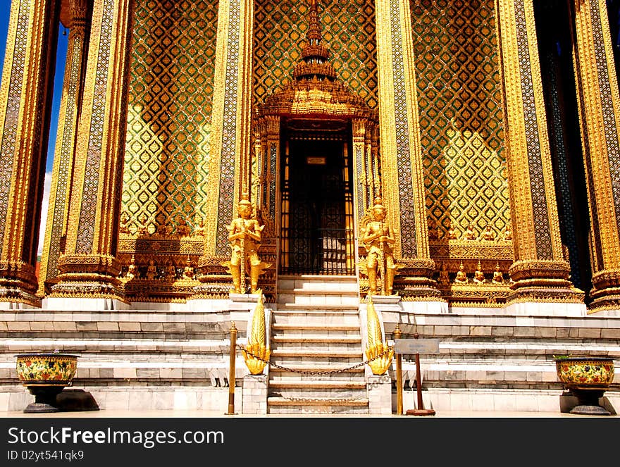 The Pole Main Entrance  Grand Hall Buddha Building at Wat Pra Kaew Bangkok Thailand. The Pole Main Entrance  Grand Hall Buddha Building at Wat Pra Kaew Bangkok Thailand