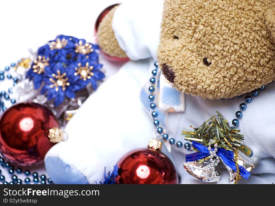 Soft Bear With Christmas Decorations