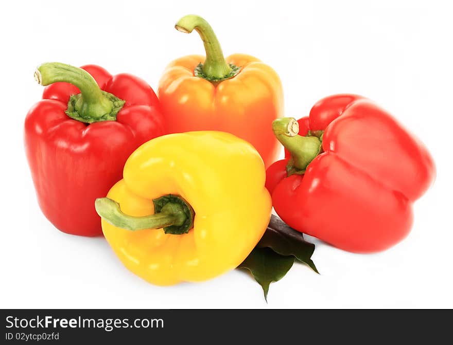 Pepper ripe, juicy on a white background