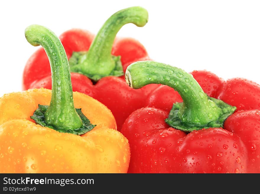 Pepper ripe, juicy on a white background