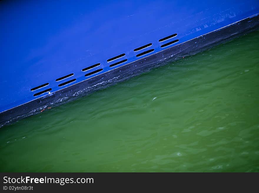 Blue boat on the river