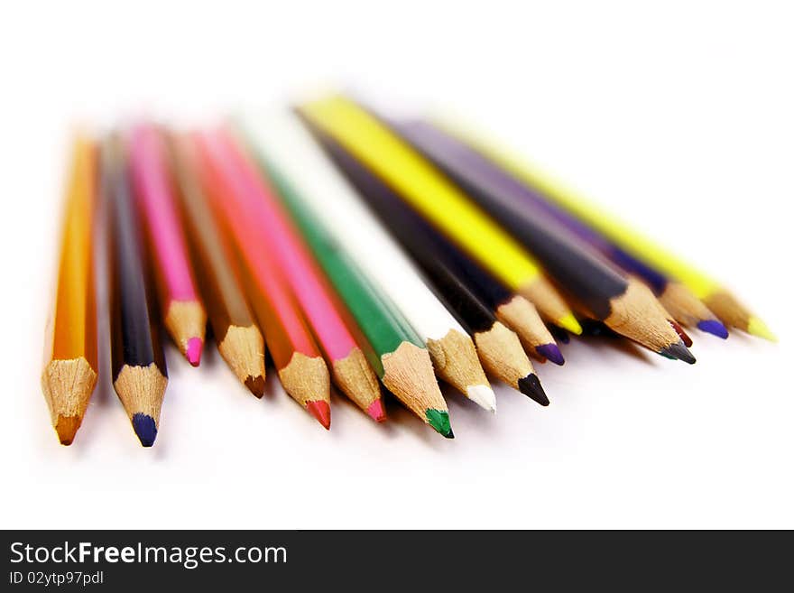 Colored pencils isolated on white background. Colored pencils isolated on white background