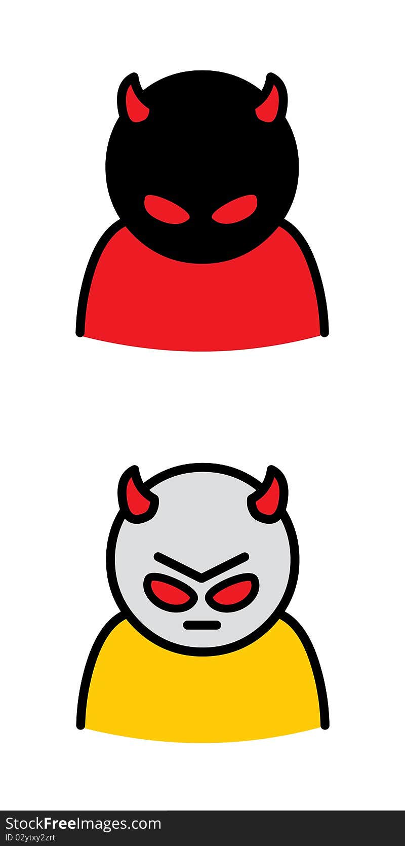 Two isolated vector devil figures on white background