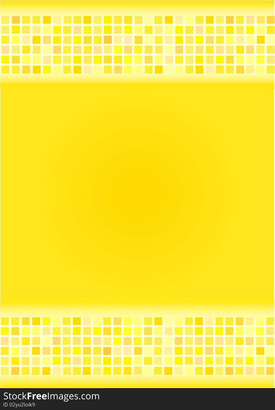 Bright yellow background with an ornament