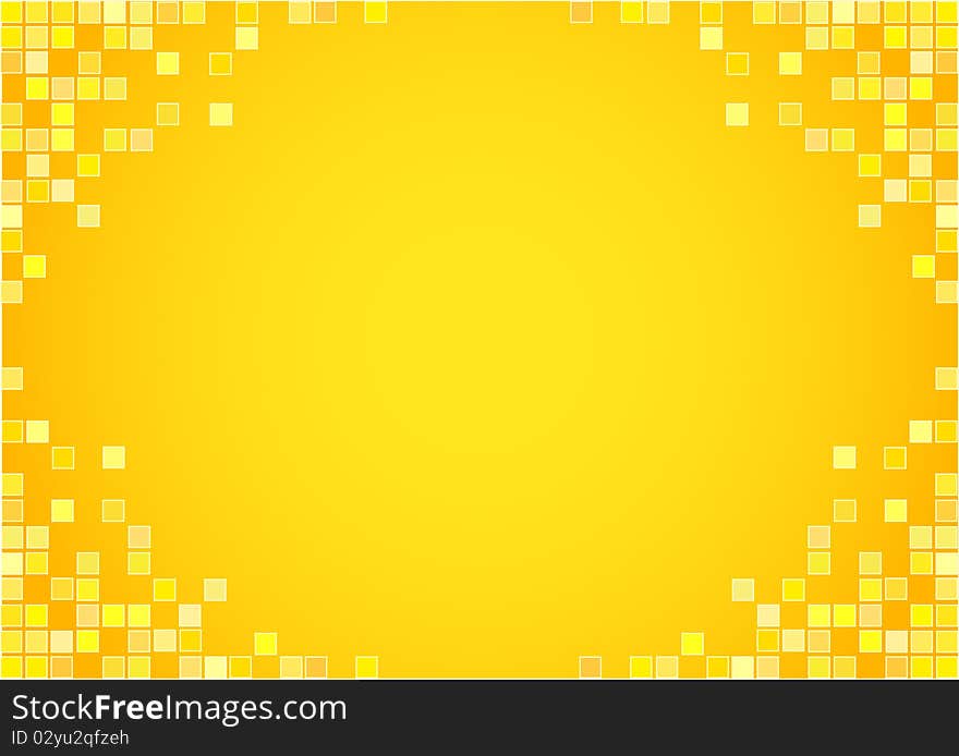 Bright yellow background with an ornament