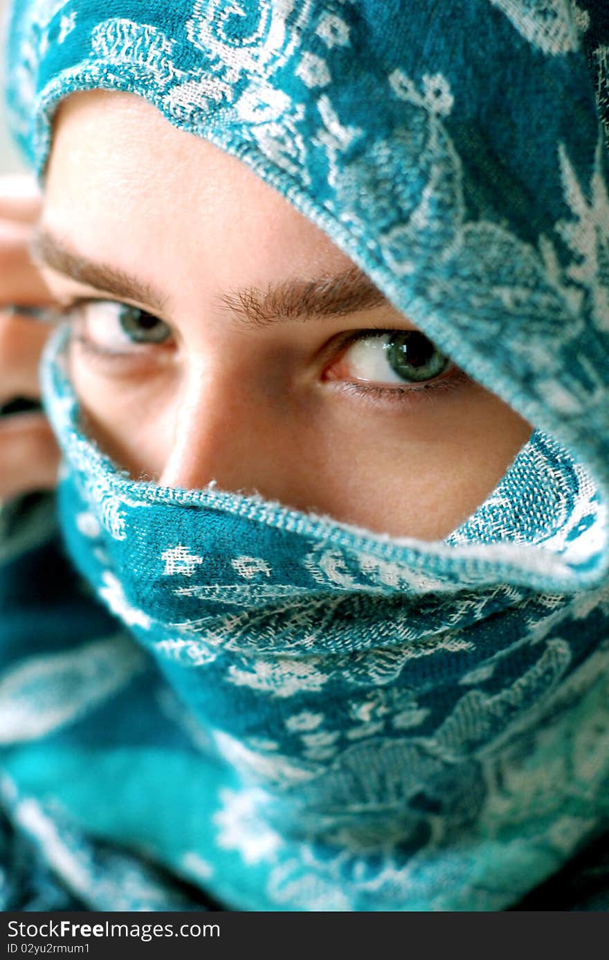 Girl in a blue veil. Girl in a blue veil