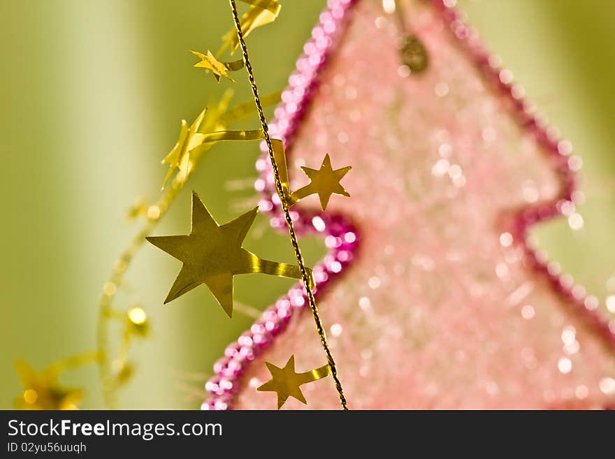 Holiday series:  Christmas fir and the golden garland. Holiday series:  Christmas fir and the golden garland