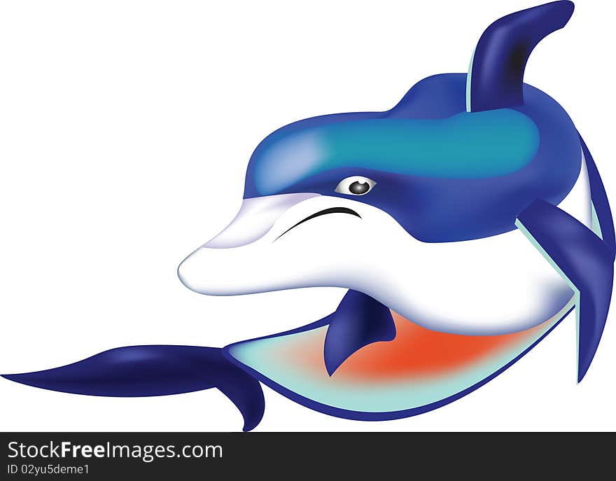 Illustration of blue dolphin marine life