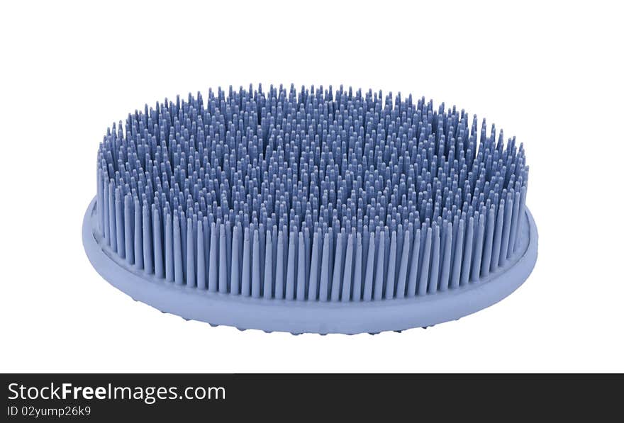 Rubber bath sponge on a white background