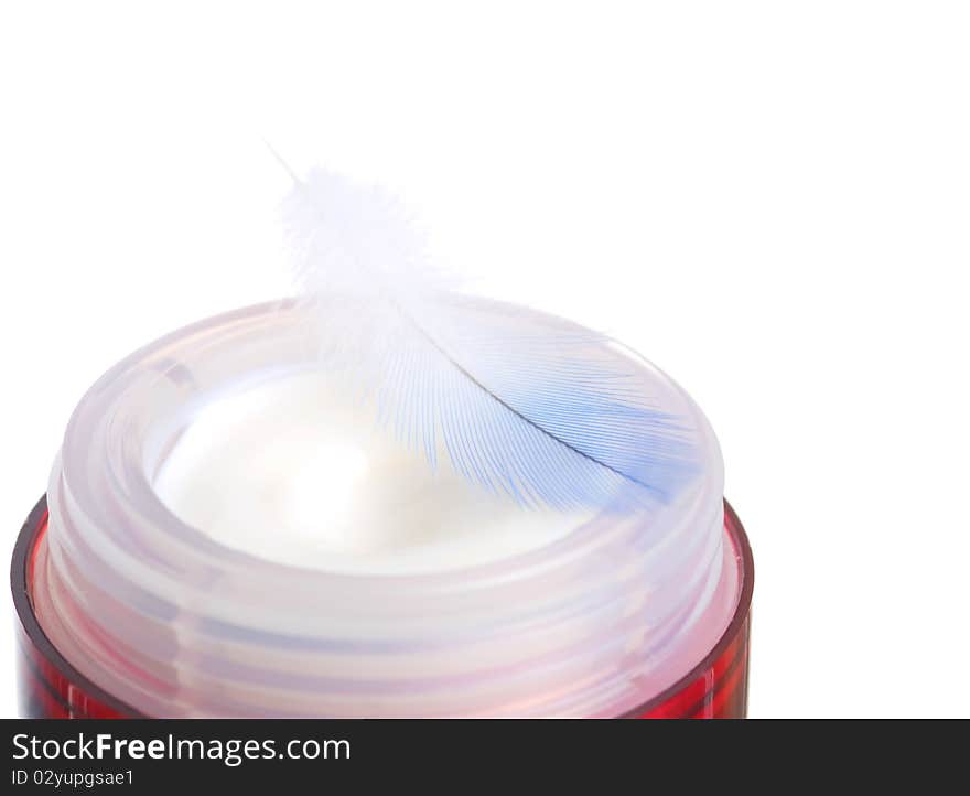 Face cream with feather