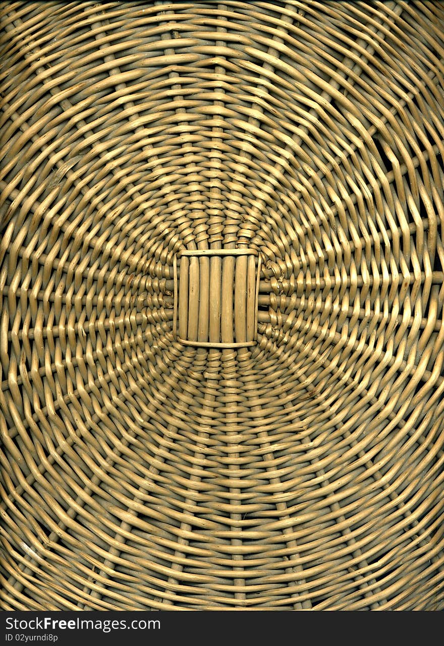 Closeup detail of a wicker basket weaving